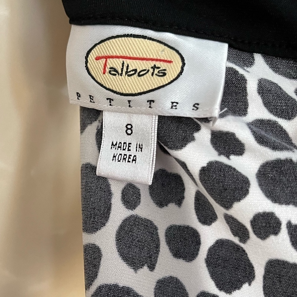 Talbots Sleeveless Dress 8P Black and White Splotches Spotted - Picture 6 of 14
